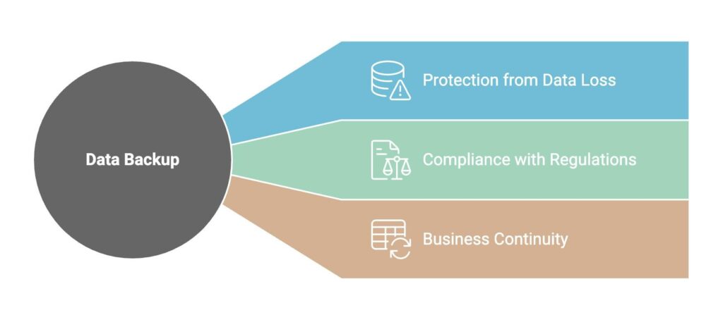 : Infographic showing the functions of backup in cybersecurity